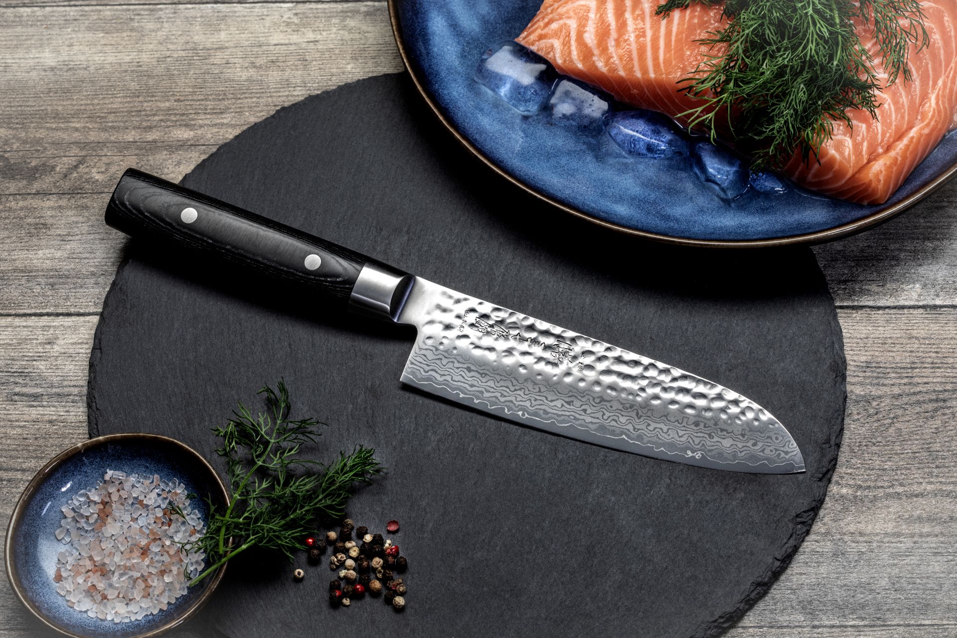 Yaxell Zen Santoku Messer 12,5 cm HP-Y-35512 mit Hammerschlag Profi Kochmesser – Bild 3